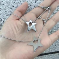 Stainless Steel Star Pendant Charm Necklace For Women Men Grunge Cyber Y2K Fairycore Subversive Archive Punk Choker Jewelry
