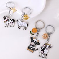 Cute Butterfly Sunflower daisy flower sheep cow ox Keychain Backpack Pendant Creative Keyring Birthday Gifts