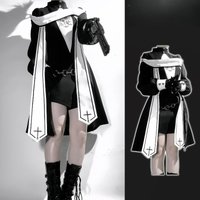 Gothic Nun Lolita Dress Cosplay Costume Long Sleeve Nun Woman Uniform Full Set Halloween Party Masquerade Poleplay Clothing