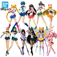 In Stock Original BANDAI SHFiguarts Sailor Moon Tsukino Usagi Chibiusa Mizuno Ami Hino Rei Kino Makoto Figure Action Anime Model