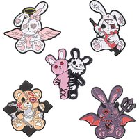 Stitched Plush Pastel Goth Horror Doll Enamel Pin Punk Cool Teddy Bear Demon Purple Rabbit Nurse Rabbit Brooch Bag Jewelry Badge