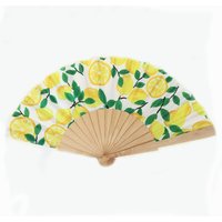 1Pc Lemon Print Folding Hand Fan Cute Wood Summer Spring Fan For Women Girls Daily Cooling & Outdoor Picnic Accessory