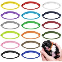 Adjustable Puppy ID Collars Set, 12/16pcs, Newborn Pet Identification Bands, Polyester Fiber, Hand Wash Only, Birth to 2 Weeks