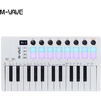 M-VAVE SMK-25 II White 25-key MIDI control keyboard mini USB MIDI controller with 16 RGB pads, 8 knobs, and music software