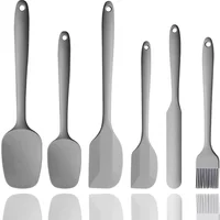 Grey 6Pcs Silicone Spatula Set Food Grade Non Stick Heat Resistant Spatulas Turner for Cooking Baking Mixing Baking Tools