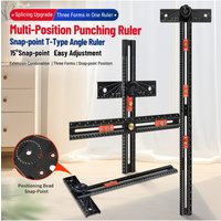 Woodworking T Square Ruler Automatic Clamping Positioning Ruler Drill Hole Marking Gauge Angle Square T-Type Ruler for Carpenter