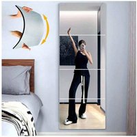 8pcs Self Adhesive Mirror Wall Sticker Acrylic Mirrors Set Soft Acrylic Material Bathroom Home Room Decor Full Body Mirror