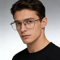 ALICIA Fashion Retro Ultra light TR90 Pure Titanium Eyewear Pilot Double Bridge Glasses Man Women