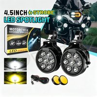 UNISHINE 2 Stück Motorrad-Scheinwerfer, weiß, gelb, superhell, 7 LEDs, Arbeits-Frontlicht, Motorrad-Nebelscheinwerfer, Roller, wasserdichter Scheinwerfer für den Offroad-Einsatz