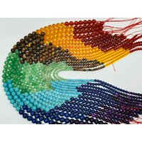 Natural Stone Red Agate & Tiger Eye Loose Beads 4/6/8mm Round Beads, 7 Chakra DIY Necklace Jewelry Supplies