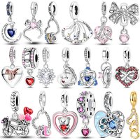 charms plata de ley 925 Endless Love Heart Pendant Beads Fits 3mm Bracelets Necklace For Women Luxury DIY Fine Jewelry Making