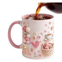 Funny Coffee Mug 350ml Ceramic Crochet Desk Decor Novelty Water Mug Coffee Cups for Women Mom Friend Sister Birthday Christmas