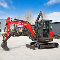 LANDWARD 3.5Ton Mini Excavator With Cabin Agricultural Use Small Digger Garden Farm Hydraulic Crawler Excavator Customized Sale