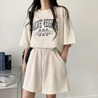 Casual Sporty Plus Size Women's Cotton Suits Summer 2025 New Round Neck Short Sleeve 3 Color Two Piece Set Shorts Outfitness
