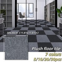 5/10/20/30pcs 30x30cm Carpet Floor Tiles Sticker Self Adhesive Soft Rug Carpet Tiles Peel and Stick Square Flooring Mat