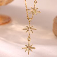 Fashion Sexy Hexagram Cubic Zirconia Necklace for Women Elegant Star Stainless Steel Y Shape Chain Wedding Party Jewelry Gifts