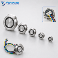 Ultra Short Metal Push Button 12V 220V 1NO 16/19/22/25/30mm Waterproof Momentary LED Light Switch with Dual Head Wire Connector