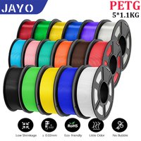 JAYO Petg 3D-Druckerfilamente PETG 5 Rollen 1,75 mm gemischte Farben, blasenfreies FDM-3D-Druckermaterial für 3D-Stiftmine 1,1 kg/1 Rollen