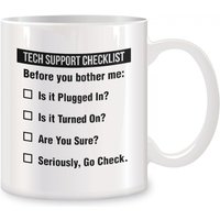Tech Support Checklist Mugs For Women Men Technical Support Engineer Birthday Novelty Coffee Ceramic Tea Cups White 11 oz