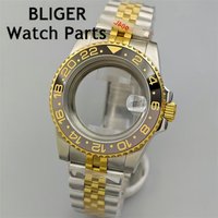 BLIGER 40mm Two Tone Silver Gold Diver GMT Watch Case Sapphire Glass Fit NH34 NH35 NH36 Miyota DG ETA2824 2836 PT5000 Movement