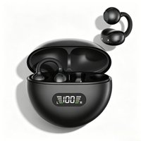 Digital Display Ear Clip Headphones Wireless Bone Conduction Bluetooth 5.4 Earbuds Comfortable Waterproof Sport Headsets