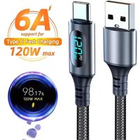 1M/2M Alloy Intelligent Super Fast Charging Cable 120W USB To USB C With Led Digital Display Super Fast Charge Cable PD Wires