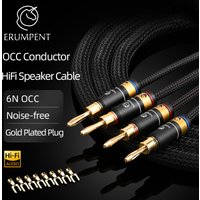 ERUMPENT OCC Plated Silver HiFi Speaker Cable Hi-end Gold Plated Banana Spade Y Convertible Plug Professional Loudspeaker Wire