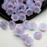 30pcs/Lot Colorful Flower Lampwork Beads Trumpet Flower Shape Glass Beads For Jewelry Making Hairpin Handmade DIY Accessories