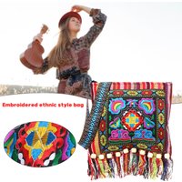 Women's Embroidered Tassel Sling Bag Versatile Tribal Boho Hippie Shoulder Bag Suitable for Birthday Christmas Gifts
