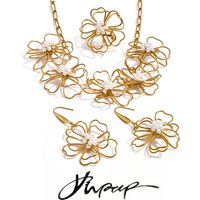 Yhpup Waterproof Handmade Stainless Steel Metal Flower Fashion Necklace Earrings Ring EnviroNmental 2025 Trendy Jewelry Set