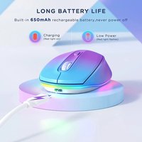 2.4G Wireless Rechargeable Mouse Gradient Color RGB Luminous 1600dpi Ergonomic Computer USB Optical Mice For Office Gaming PC
