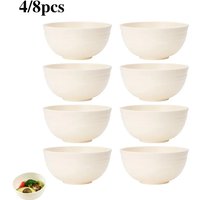 8pcs household rice salad instant noodles simple fall-resistant round PP bowl, suitable for kitchen hotels.
