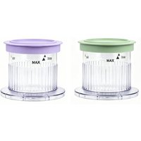 A67Z For Cuisinart Compatible Ice Cream Maker Dessert Cups With Lids- 2 Pack For Fastfreeze 5-In-1 Machine Green Purple