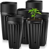 10/25Pcs Tree Shoots Pots Plastic Deep Nursery Tree Pot 7.8inch Flower Plant Vegetables Container Pot For Outdoor Garden Black