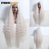 FREEDOM Synthetic Lace Front Wigs For Black Women 42 Inch Long Curly Lace Wigs Ombre Brown Blonde Ginger White Pink Cosplay Wig
