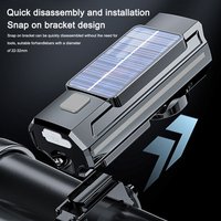Solar Power LED Bicycle Light USB Charging MTB Road Bike Front Lamp Waterproof LED Cycling Lantern with Horn Bicycle Accessories