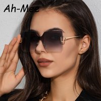 Cycling Oversize Rimless Square Sunglasses Women Brand Fashion Gradient Sun Glasses Ladies Decoration Frameless Eyeglasses