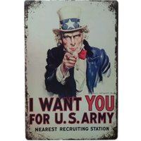 12x16in Metal Sign Retro Tin Home Wall Decor sam i want you for us army bar-Aluminum