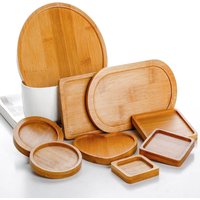 Tray Bamboo Wood Flower Pots Anti-Fade Round Square Creative Planters Holder Home Decor Mini Stand Favor Succulent Garden Supply
