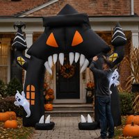 Aufblasbarer Halloween-Bogen 300 x 76 x 300 cm Stoff Weißes Geister-Design Für Outdoor-Party Gartendekoration Saisonbedingt