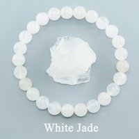 Bracelet de perles de Jade blanc naturel véritable pour femmes et hommes, rond en pierre de Jades élastique, purifie l'âme, bijoux de méditation de Yoga, cadeau