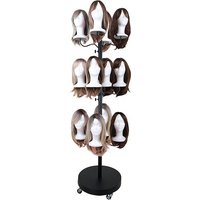Custom Shop Floor Standing Mannequin Head Human Braid Hair Bundle Lace Front Wig Metal Rotary Display Stand Stand