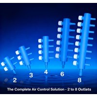 2 to 8 Way Aquarium Air Splitter, Multi-Outlet Manifold with Individual Control Valves, ABS Plastic Complete Splitter Set