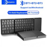 KEBIDUMEI Three Bluetooth Keyboard Tri-fold Keyboard with Touchpad Mini Keyboard Rechargeable Keyboard for Windows Android IOS
