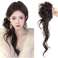 Synthetic Wig messy bun Ponytail Female Grasping Clip Wavy Wig Side Tied With Low Ponytail Temperament Fluffy Wig