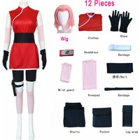 Game Haruno Sakura Cosplay Shippuden Anime Costume Wig Women Girls Skirt Outfit Unisex Ninja Cartoon Halloween Carnival Costume