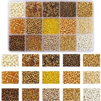 3mm multi-color glass bead and tube bead set, yellow handmade jewelry making material, glass bead mixed set