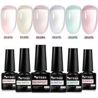 6PCS Jelly Gel Nail Polish Set Transparent Multi Color Pink Green Black Blue UV LED Soak Off Nail Art Manicure Kit