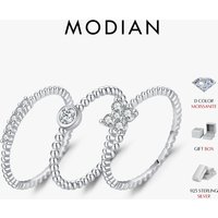 MODIAN D Color Stackable Moissanite Ring 925 Sterling Silver Beads Sparkling Trendy Rings For Women Party Vacation Jewelry