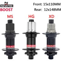 Novatec Bike Hub MTB Hub 8/9/10/11/12 Speed BOOST THRU 32 Holes Shaft MS HG XD MTB Bicycle Freehub Cassette 12 V 15x110/12x148mm